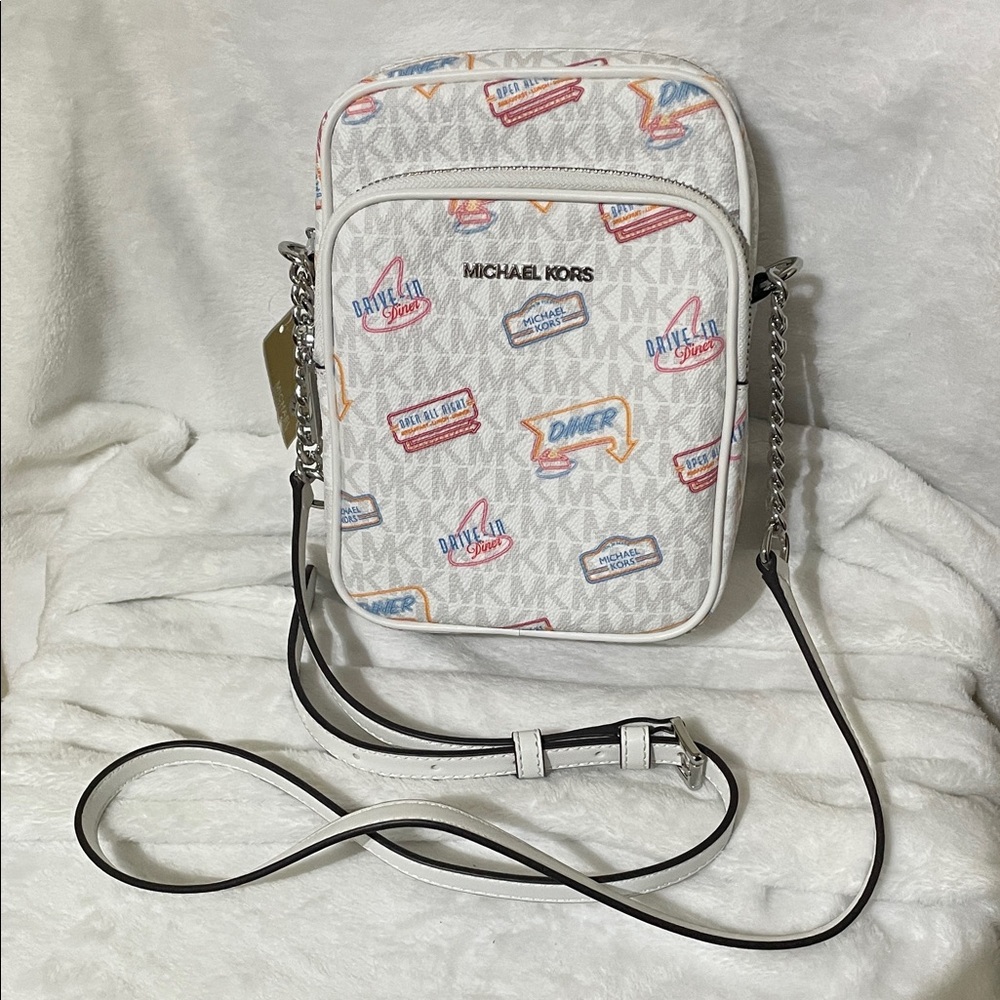 Michael Kors Jet Set White Graphic Crossbody Bag